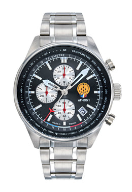 Montre Chronographe Athos 1 Cadran Noir Bracelet Acier A1-100L-668151