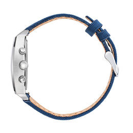 Montre Athos7 668160 Chronographe Gris et Bleu Bracelet Tissé