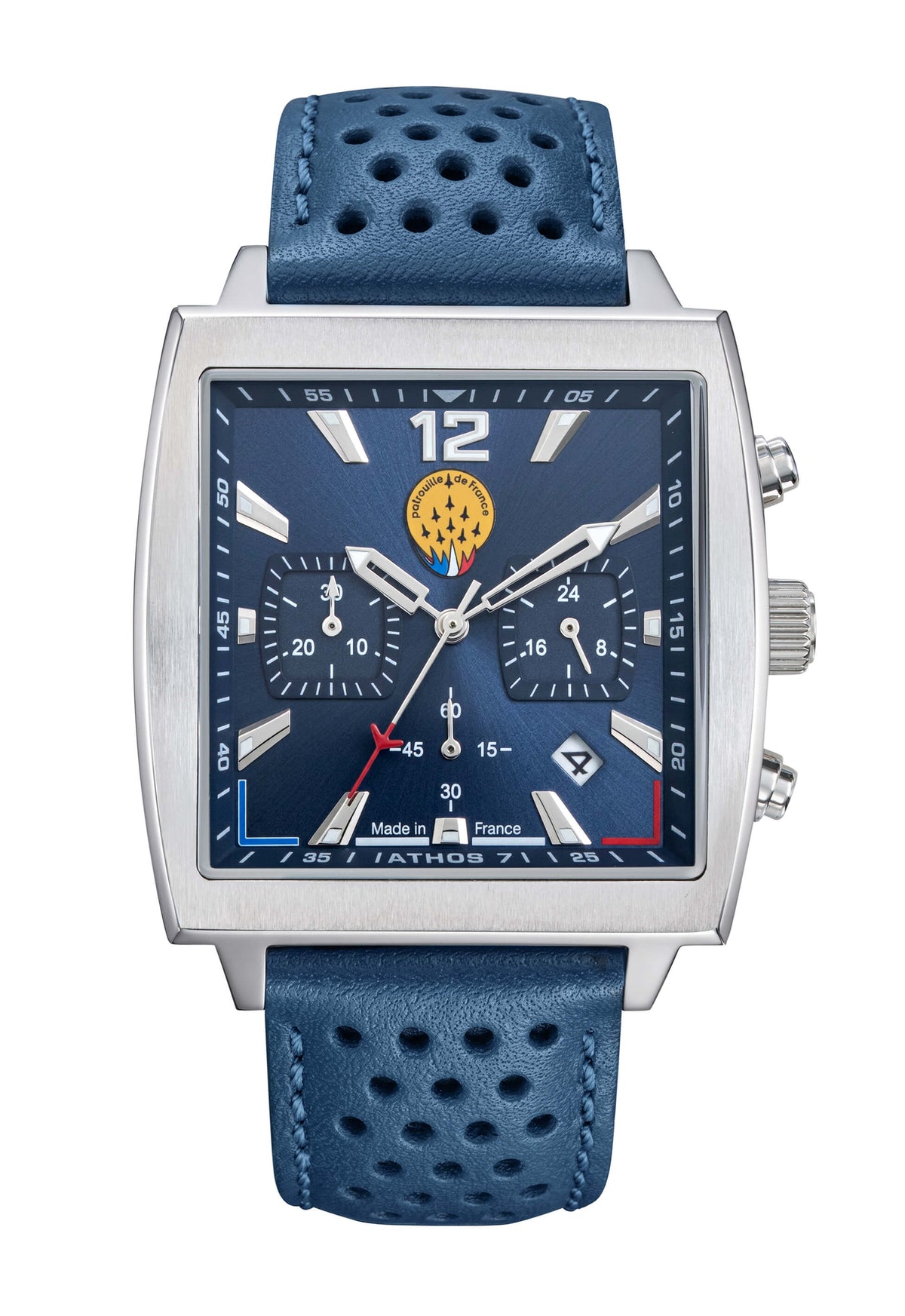 Montre Athos7 668161 Chronographe Cuir Bleu