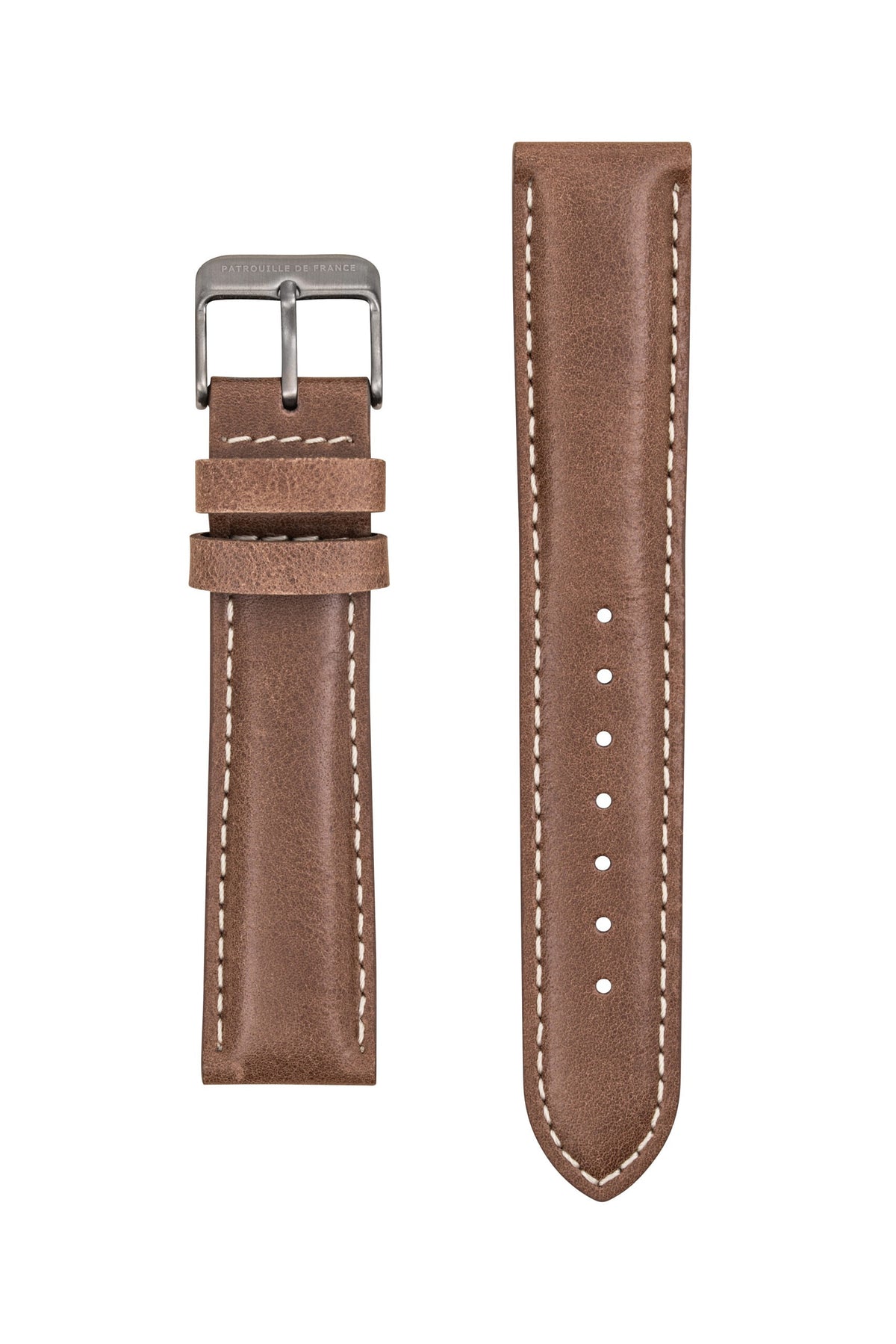 Bracelet Cuir Marron Surpiqué Ecru 20mm