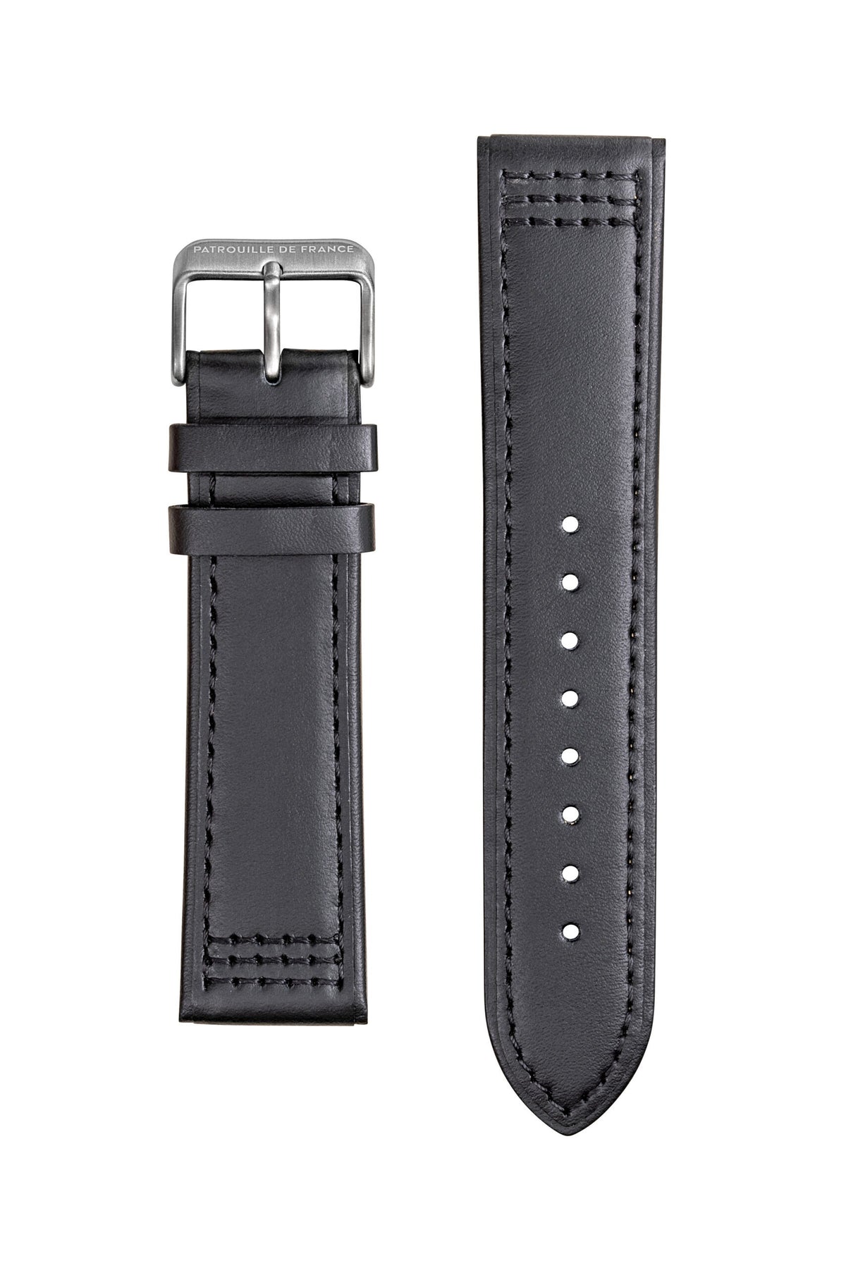 Bracelet Cuir Noir Surpiqué Noir 22mm