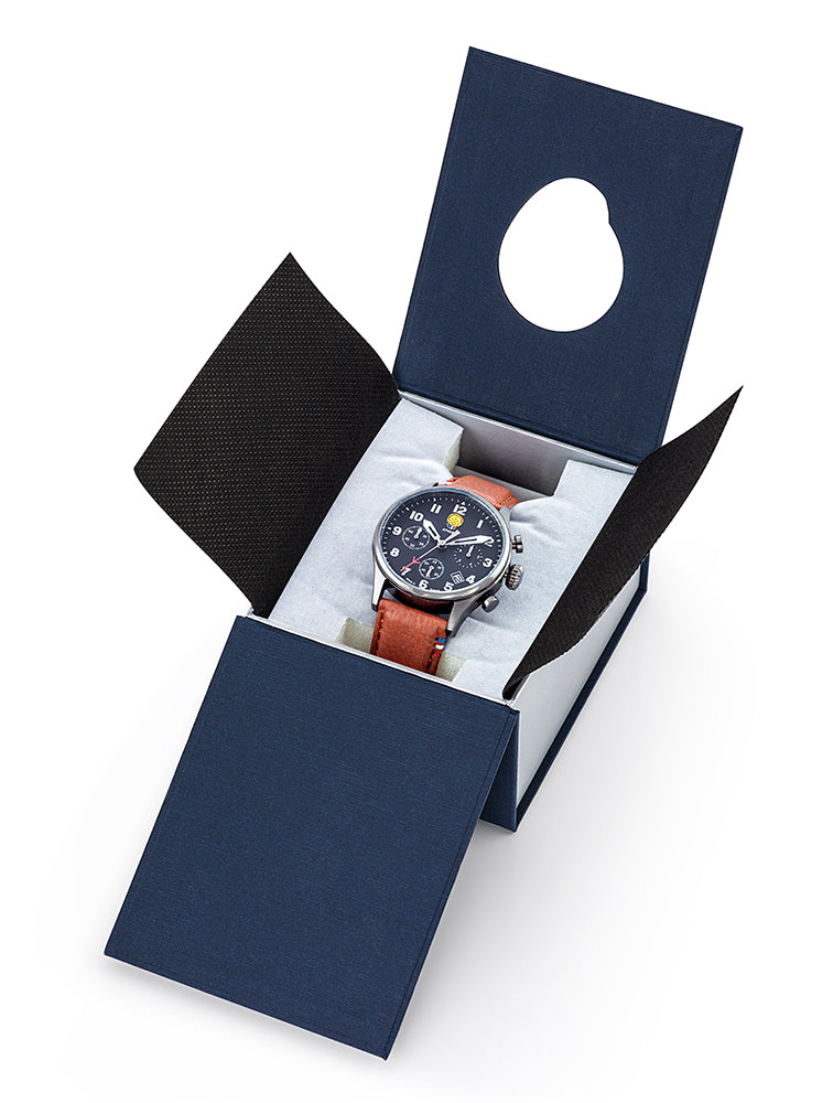 Montre Chronographe Cadran Noir Bracelet Marron A7-100EG-668138