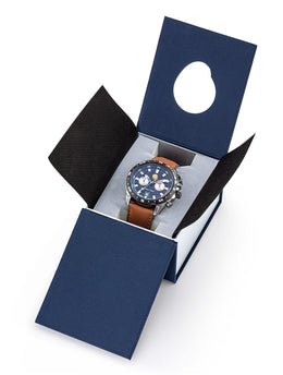 Montre Double Fuseau Cadran Bleu Bracelet Marron A3-100IG-668112