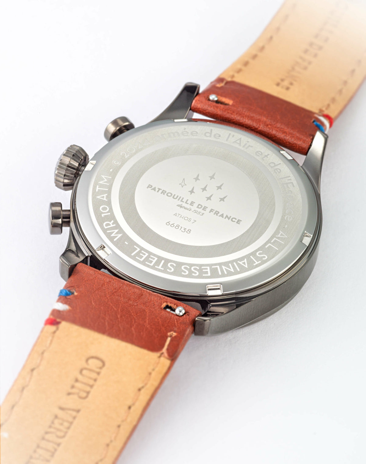 Montre Chronographe Cadran Noir Bracelet Marron A7-100EG-668138