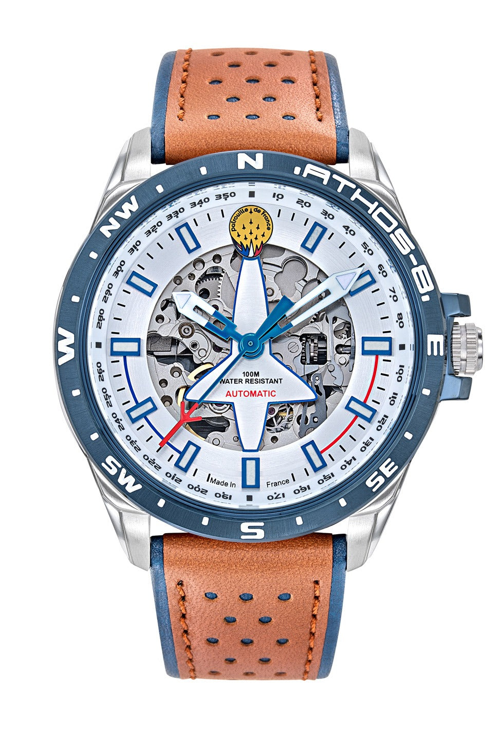 Montre Automatique Cadran Gris Métal Cuir marron A8-100ED-668130