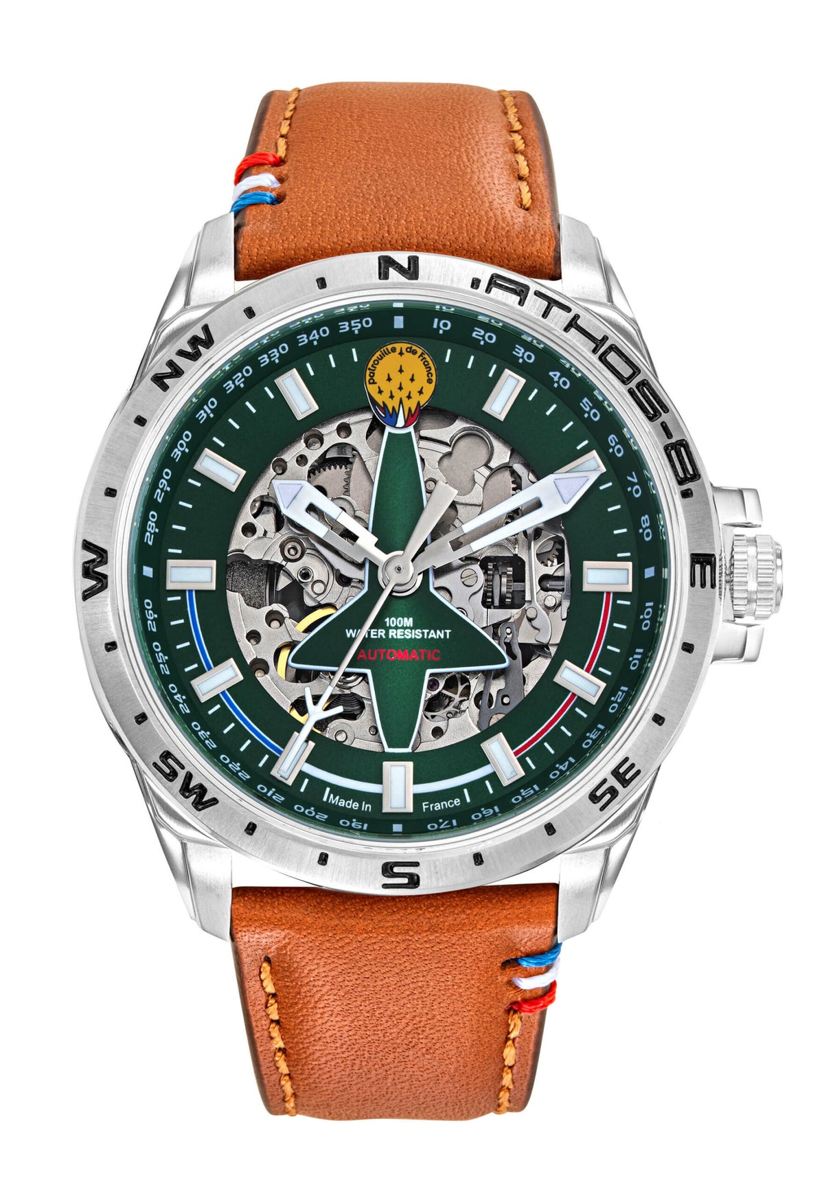 Montre Automatique Cadran Vert Cuir Marron A8-100ED-668143