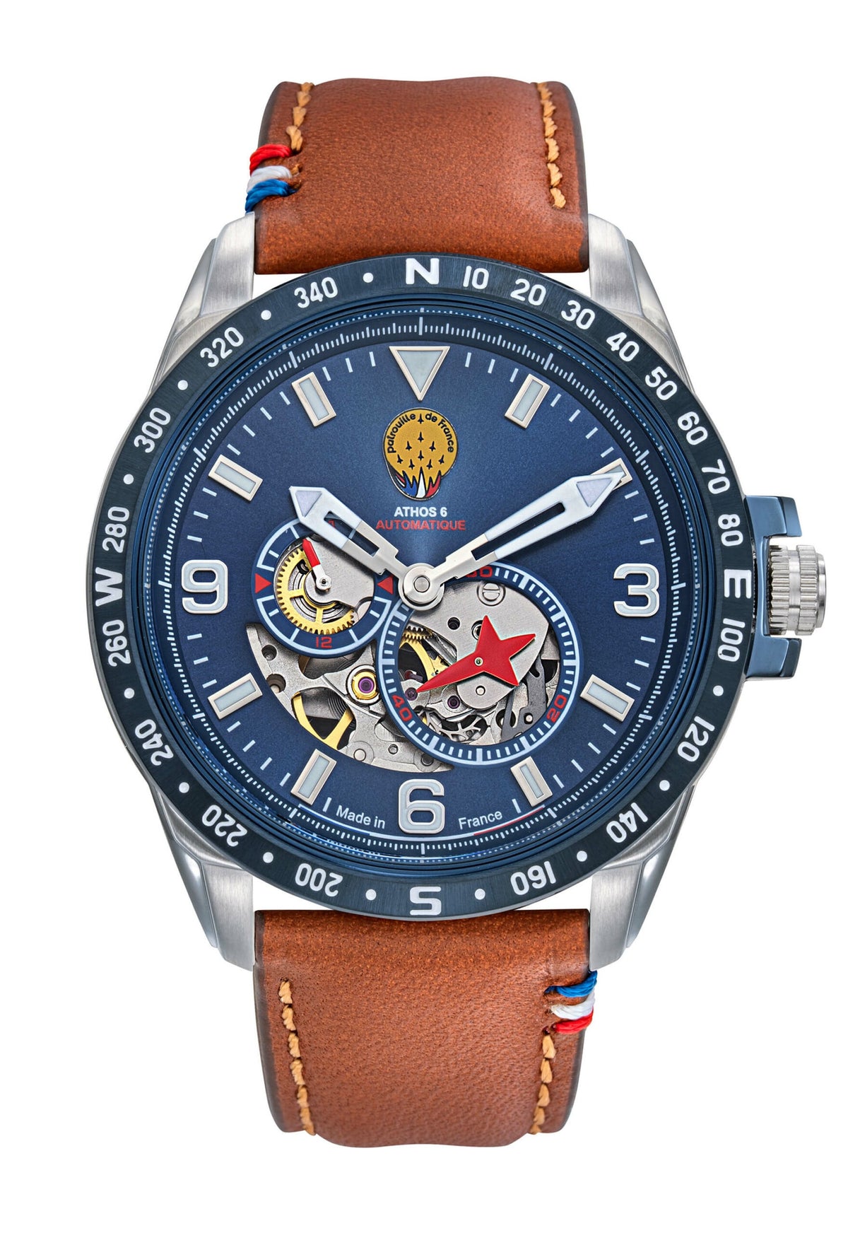 Montre Homme Automatique Cadran Bleu Cuir Marron A6-100SCS-668152