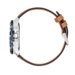 Montre Automatique Bleu Cuir marron A8-100ED-668109