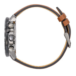 Montre Double Fuseau Cadran Bleu Bracelet Marron A3-100IG-668112